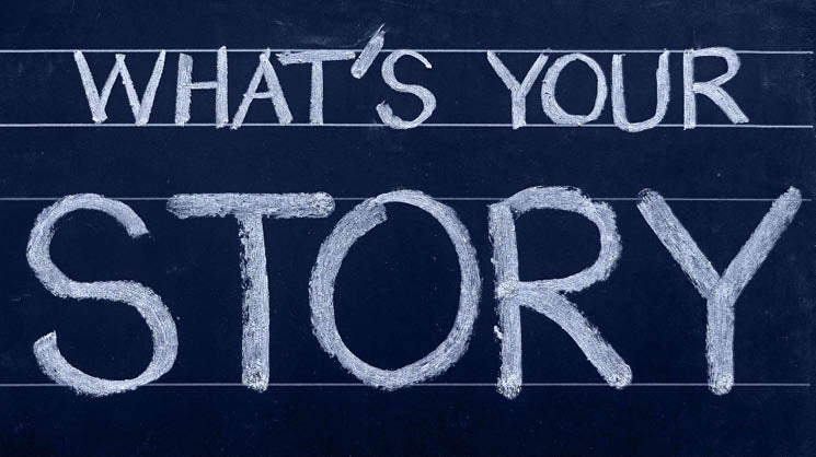 Image of words on a chalkboard spelling out "What's Your Story"