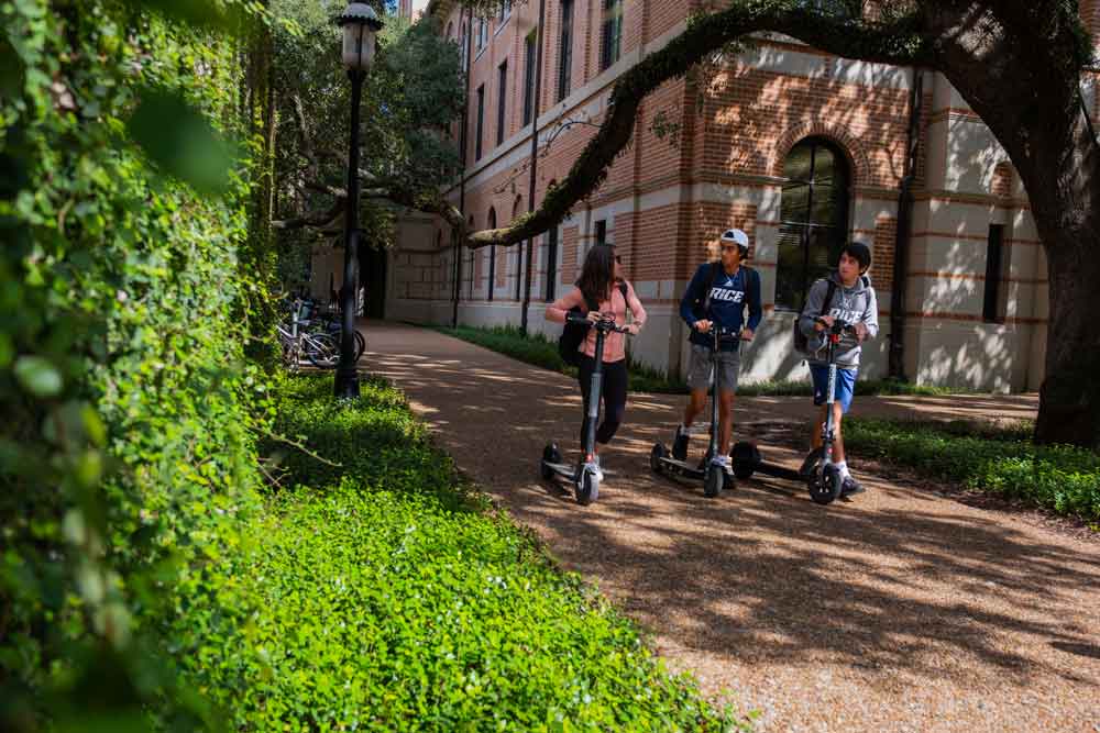 Students on scooters.