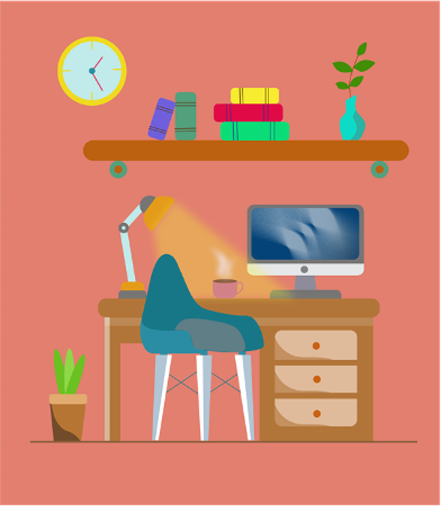 Student studying at a desk.