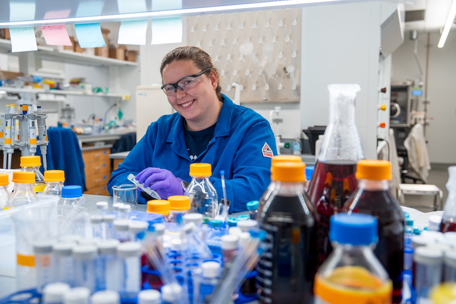 Chemistry graduate student Carly Graverson in the lab
