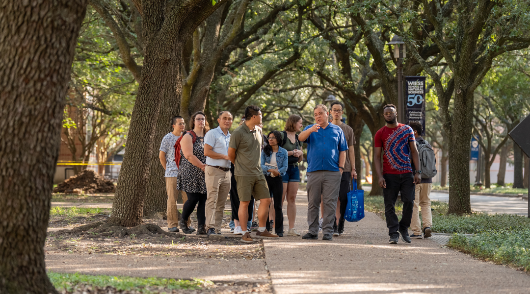 Postdocs take a tour of the Rice campus