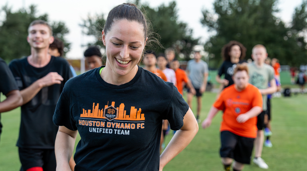 Ellie Moreland with Houston Dynamo FC Unified Team teammates 