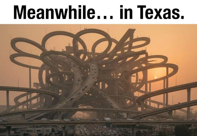 Humorous image of highways in Texas