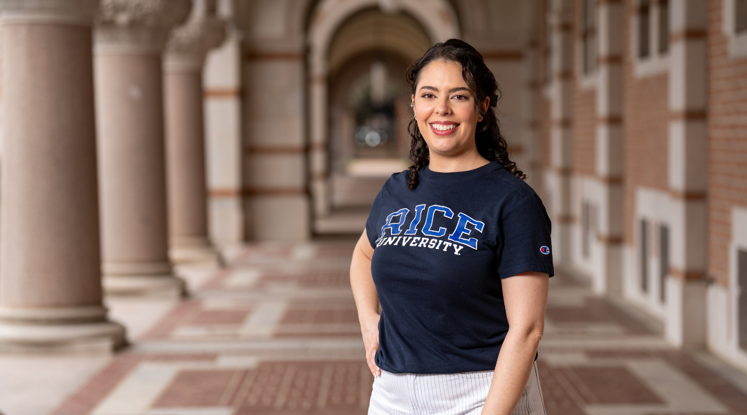 Fernanda Morales-Calva poses at Lovett Hall