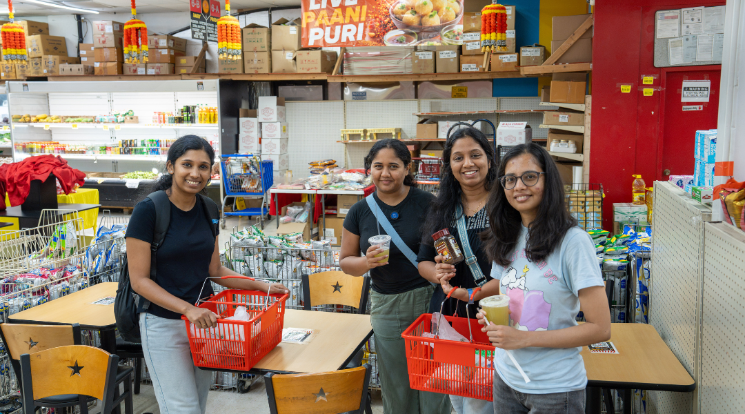 Rice grad students in a Mahatma Gandhi District store
