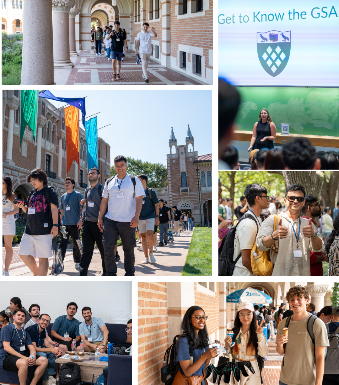 New international graduate students attending various orientation events