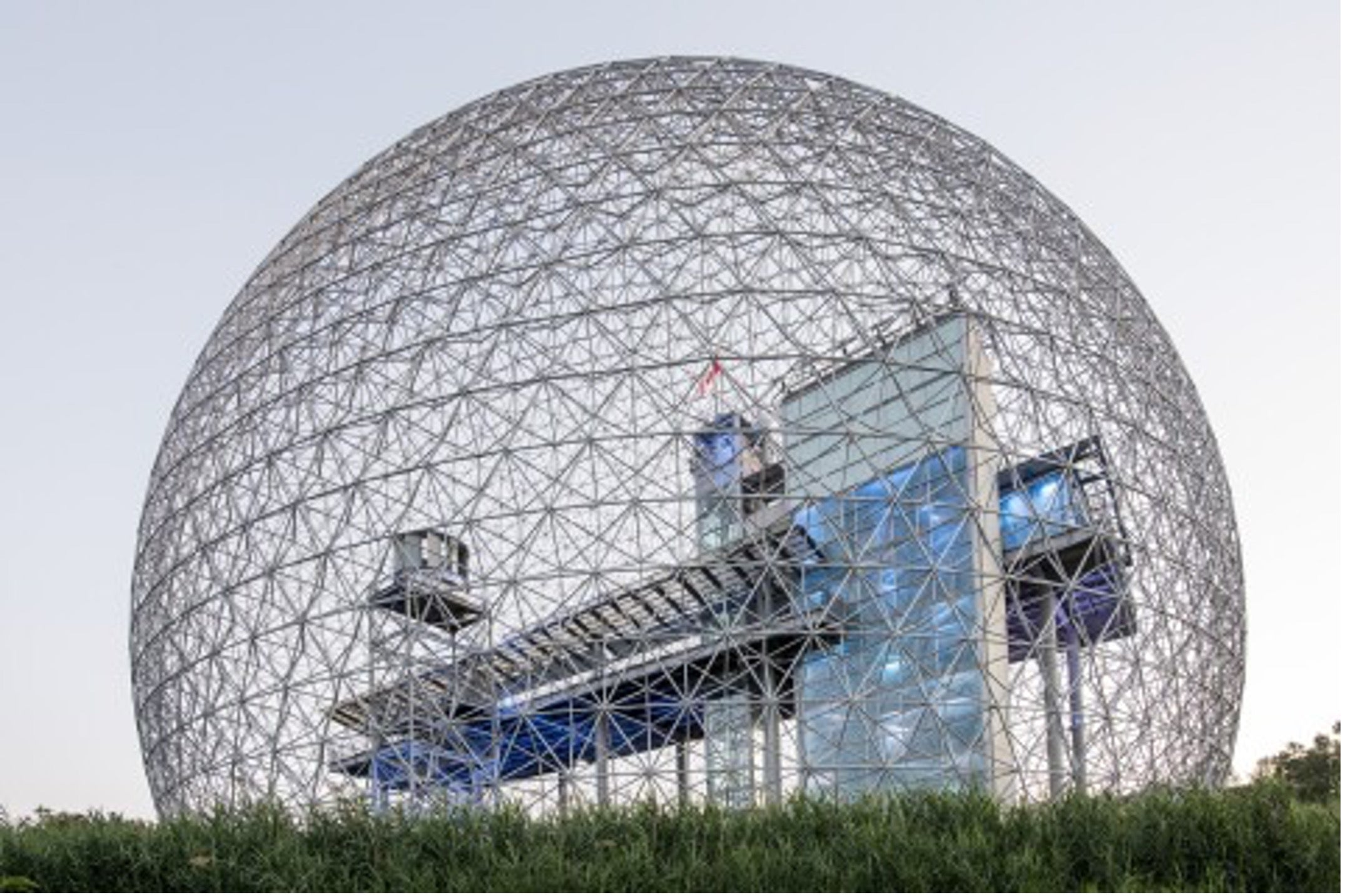 Picture description: F. Buckminster Fuller popularized the geodesic dome structure throughout the US