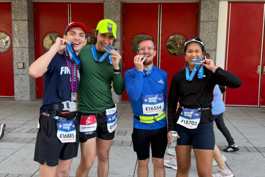 Gillian Audia ran with three other graduate students