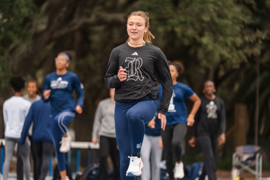 Barbora Malikova warming up at track practice