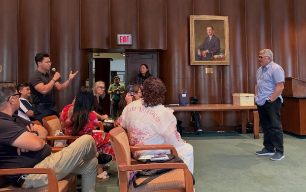 Nathaniel in the audience at a Rice DOERR event!