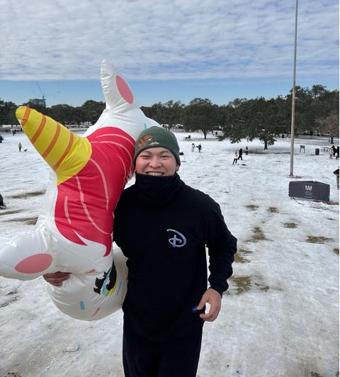 Nathaniel with a Unicorn floatie