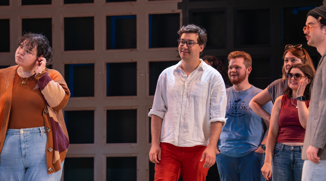 Bat Asherah and the cast of Falstaff during rehearsal