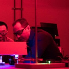 Professor Angel Marti of Rice University in the lab with his students