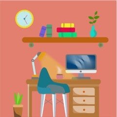 Student studying at a desk.