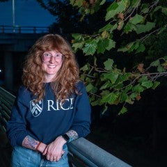 Graduate student Alexandria Shockney at the Waugh Bridge bat colony