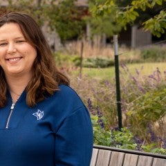 Carly Graverson in the academic quad