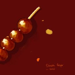 rounded snacks on a stick painting