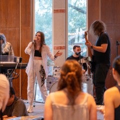 First year Ph.D. Jane Selezneva performs with her band