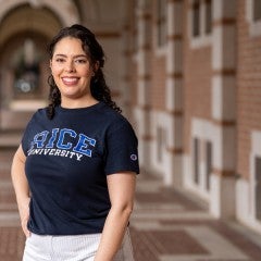 Fernanda Morales-Calva poses at Lovett Hall
