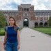 Alejandra Osejo Varona walks through Rice's Academic Quad