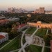 The Academic Quad at Rice University at dusk